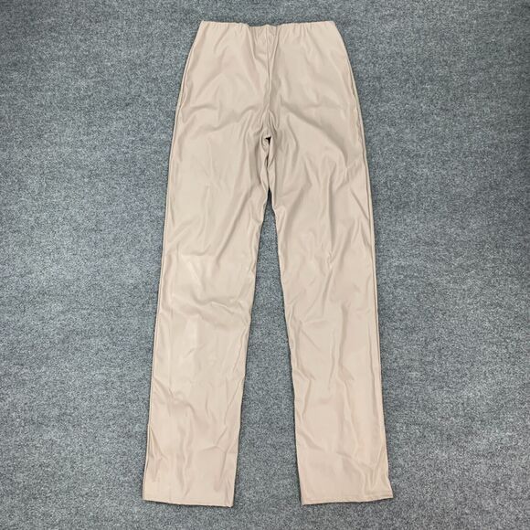PrettyLittleThing Trouser Womens 6 Stone Faux Leather Seam Detail Straight Leg - Picture 9 of 16